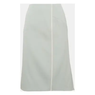 Valentino Light Blue Wool Pleated Knee-Length Skirt