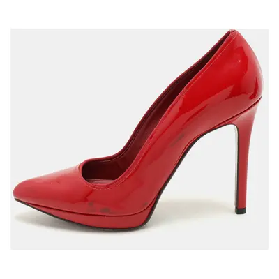 Lanvin Red Patent Leather Pointed Toe Platform Pumps Size 38.5