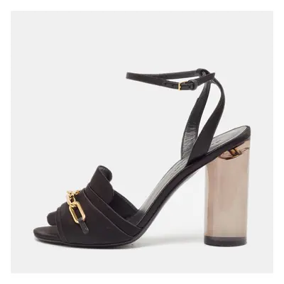 Burberry Black Satin Ankle Strap Sandals Size