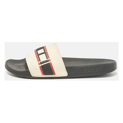 Gucci Off White Rubber Embossed Logo Slides Size