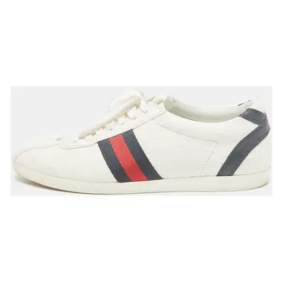 Gucci White Guccissima Leather Web Detail Low Top Sneakers Size