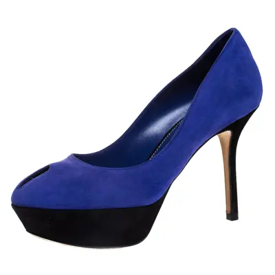 Sergio Rossi Purple Suede Cachet Platform Pumps Size