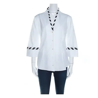 Alexander McQueen White Cotton Striped Piping Detailed Shirt