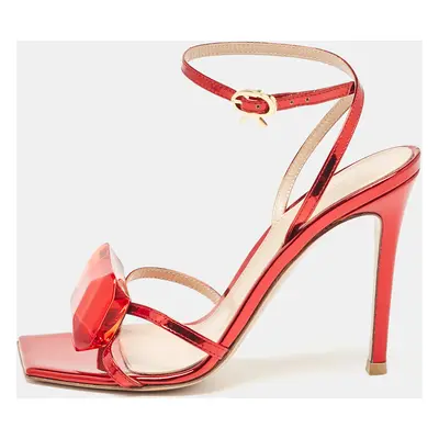 Gianvito Rossi Metallic Red Leather Jaipur Sandals Size 35.5