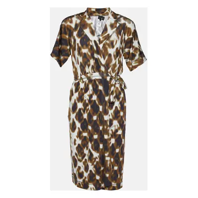 Just Cavalli Brown Printed Jersey Wrap Dress