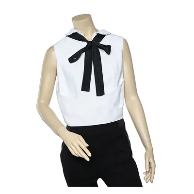 Giorgio Armani White Cotton Sleeveless Wrap Top