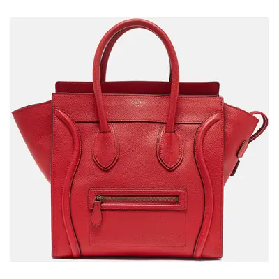 Celine Red Leather Mini Luggage Tote