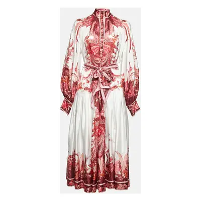 Zimmermann Pink Printed Silk Wavelength Placement Midi Dress