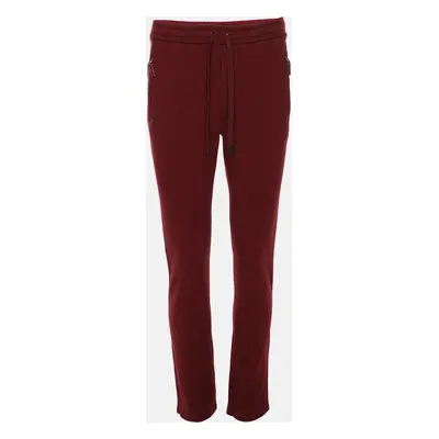 Dolce & Gabbana Burgundy Cotton Drawstring Track Pants