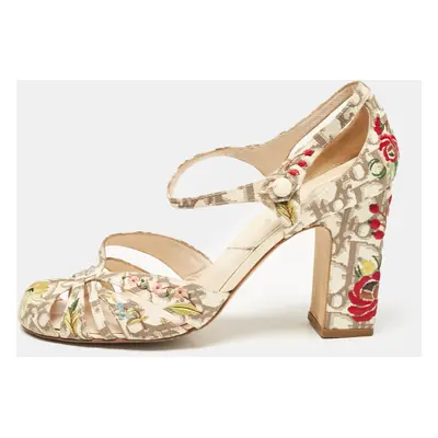 Dior Multicolor Canvas Floral Embroidered Diorissimo Mary Jane Pumps Size