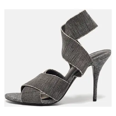 Alexander Wang Grey/Black Canvas Ankle Wrap Sandals Size