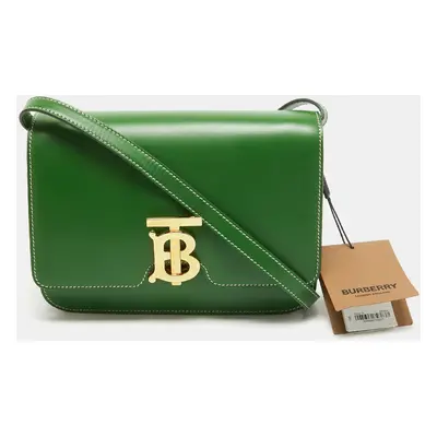 Burberry Green Leather Small TB Shoulder Bag