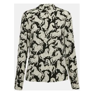 Stella McCartney Black All Over Horse Print Silk Shirt