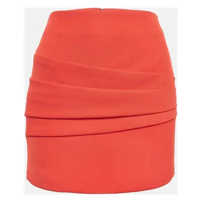 Maje Red Crepe Pleated Mini Skirt