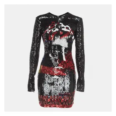 Balmain Black Multicolor Sequin Embellished Mini Dress