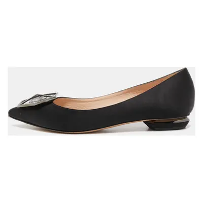 Nicholas Kirkwood Black Satin Embellished Ballet Flats Size 37.5