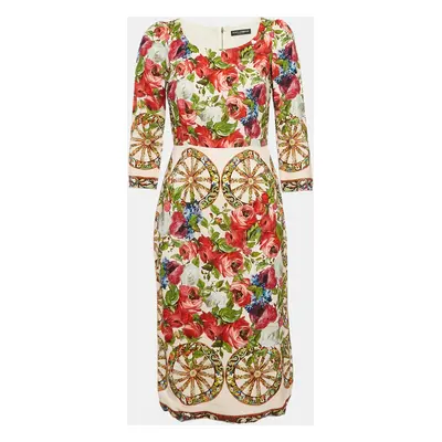 Dolce & Gabbana Multicolor Printed Crepe Sheath Dress