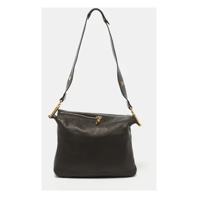 Chloe Black Leather Zip Messenger Bag