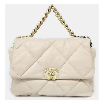 Chanel Beige Leather Large Flap Bag