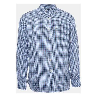 Ralph Lauren Blue Gingham Linen Button Down Shirt