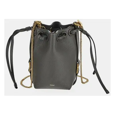 Chloe Elephant Grey Leather Marcie Micro Bucket Bag