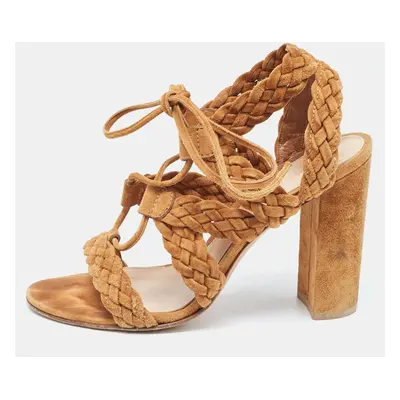 Gianvito Rossi Brown Suede Strappy Sandals Size 37.5