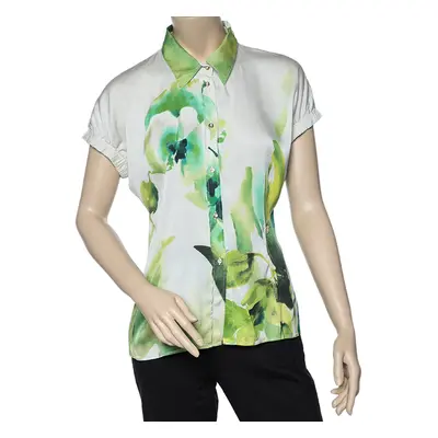 Roberto Cavalli Multicolor Printed Silk Satin Shirt