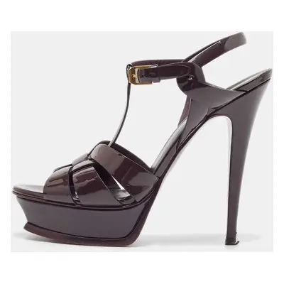 Saint Laurent Burgundy Patent Tribute Sandals Size