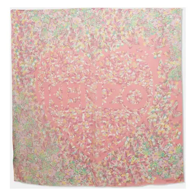 Kenzo Pink Floral Print Silk Square Scarf