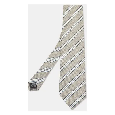 Gianfranco Ferre Beige Striped Linen Silk Tie