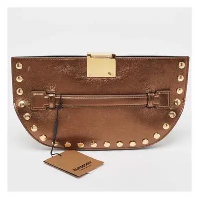 Burberry Bronze Leather Studded Olympia Clutch