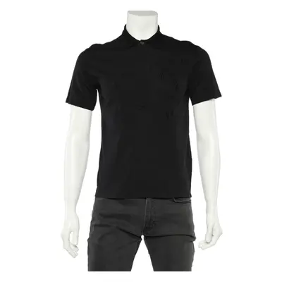 Emporio Armani Black Logo Embroidered Cotton Pique Polo T-Shirt