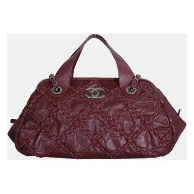 Chanel Burgundy Ultra Stitch Bowler Bag