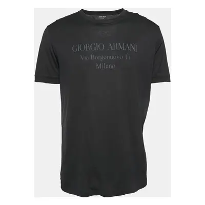 Giorgio Armani Black Cotton Round Neck T-Shirt