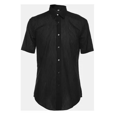 Balmain Black Cotton Knit Polo Shirt