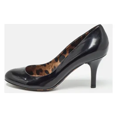 Dolce & Gabbana Black Patent Leather Round Toe Pumps Size