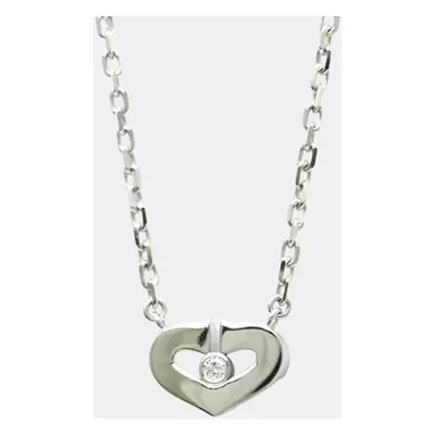 Cartier 18K White Gold and Diamond C De Cartier Heart Pendant Necklace