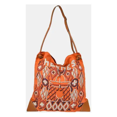 Hermes Orange Silk Silky City GM Shoulder Bag