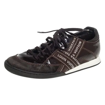 Louis Vuitton Brown Suede And Patent Leather Low Top Sneaker Size