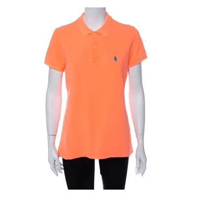 Ralph Lauren Neon Orange Cotton Pique Skinny Polo T-Shirt