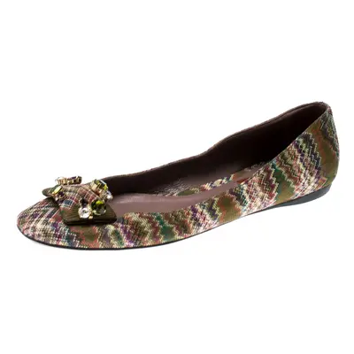 Missoni Multicolor Knit Fabric Embellished Ballet Flats Size