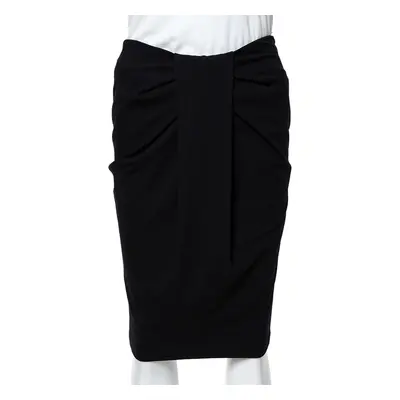 Emporio Armani Black Jersey Pleat Front Pencil Skirt