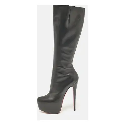 Christian Louboutin Black Leather Knee Length Boots Size