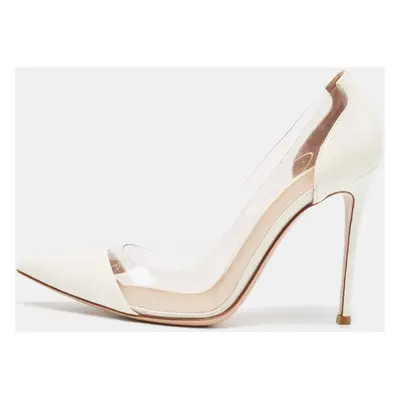 Gianvito Rossi Off White Patent Leather and PVC Plexi Pumps Size