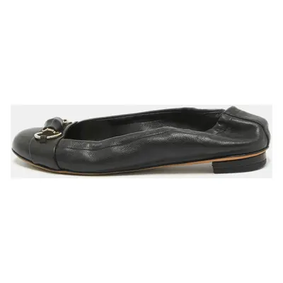 Gucci Black Leather Horsebit Ballet Flats Size