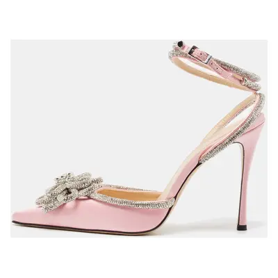 Mach & Mach Pink Satin Crystal Embellished Double Bow Pumps Size