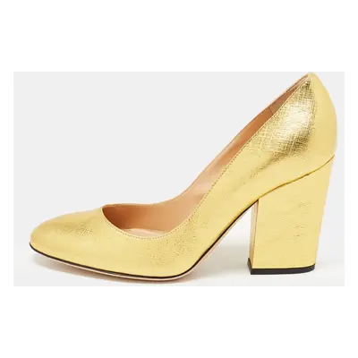 Sergio Rossi Gold Leather Heeled Pumps Size 36.5