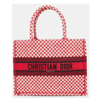 Dior Red/White/Black Canvas Book Tote PolkadotSize Medium