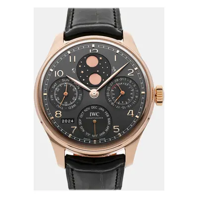 IWC Grey 18k Rose Gold Portugieser IW5034-04 Automatic Men's Wristwatch mm