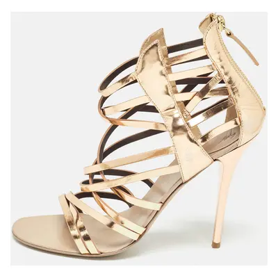 Giuseppe Zanotti Rose Gold Leather Caged Sandals Size 37.5